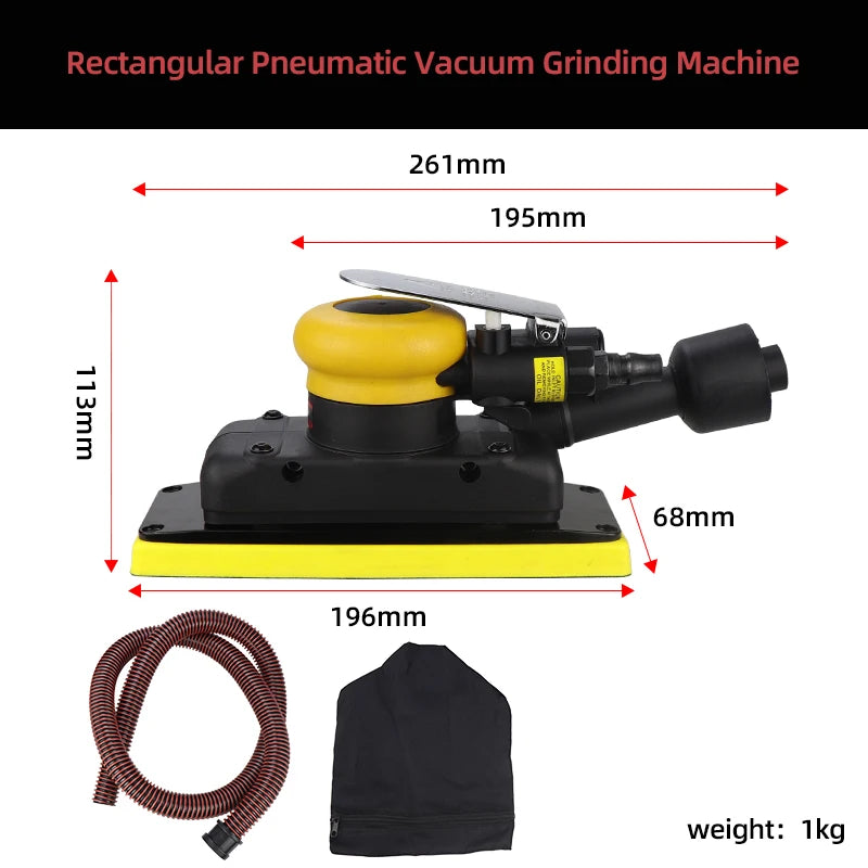 HIFESON 70x198mm Pneumatic Orbital Sander 98A Air Sander Polishing Vacuum Rectangular Sanding Machine For Metal Car Polishing