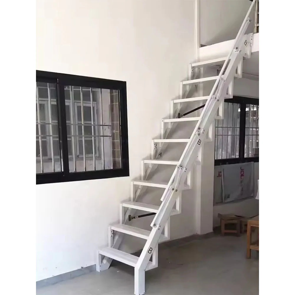 Folding Ladder Stairs Custom Outdoor Fire Small Duplex Indoor and Outdoor Loft Second Floor Villa Loft Home Small Apartment