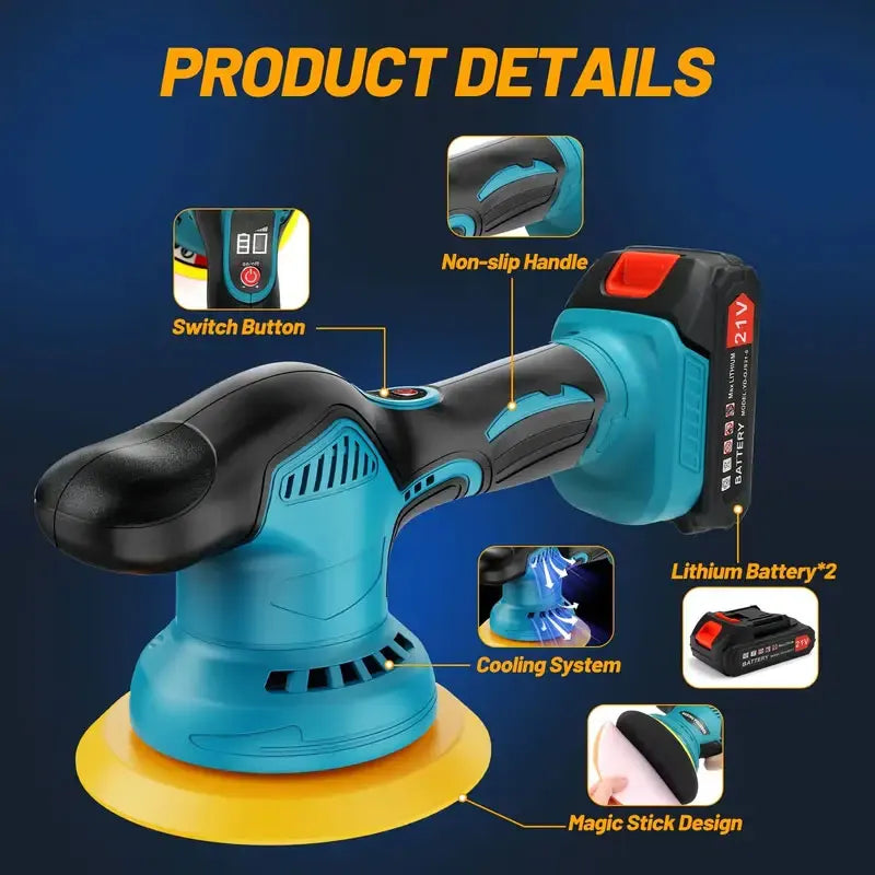 Cordless Car Polisher 8 Gears Digital Display Electric Polisher Auto Car Waxing Polishing Machine For Makit 18V No Battery