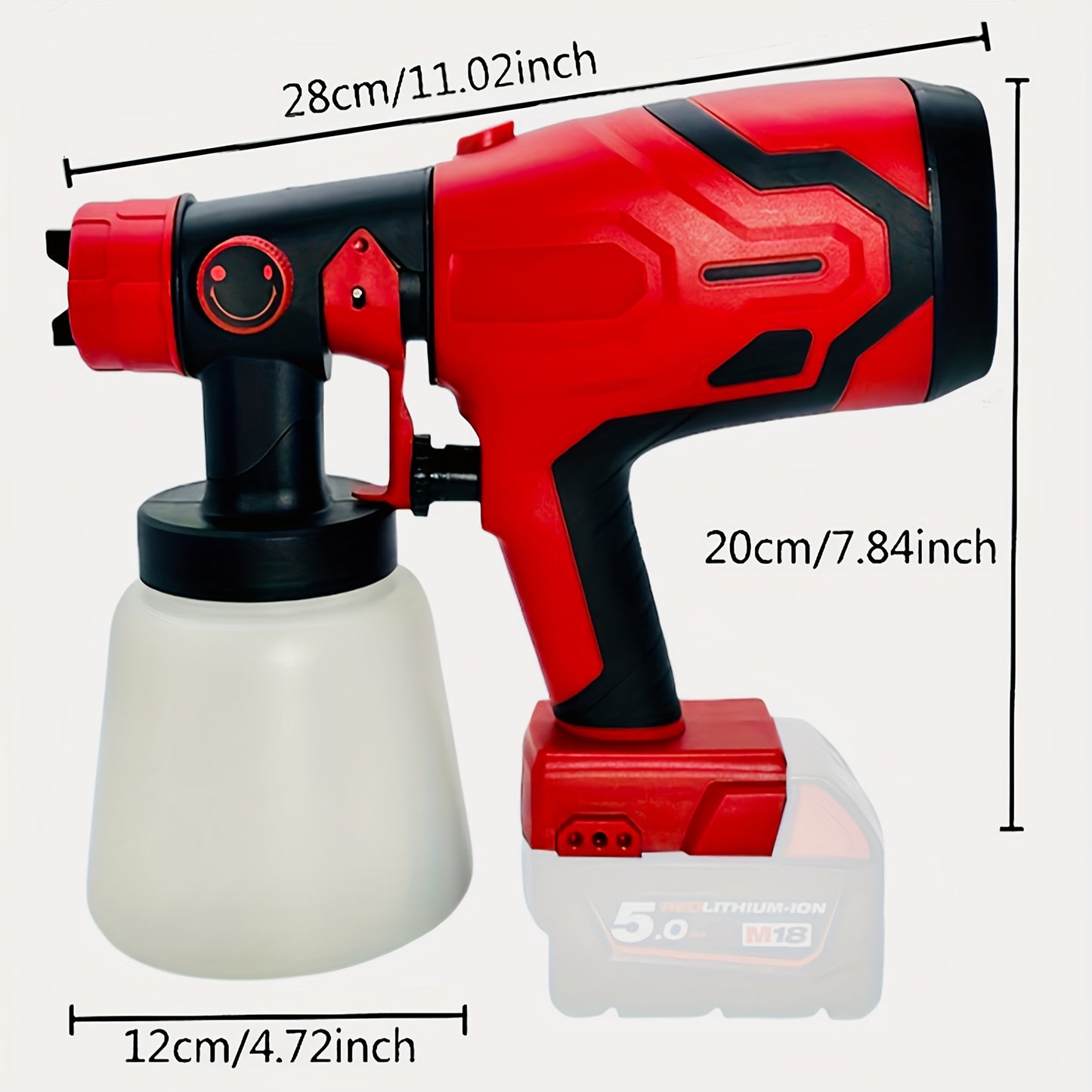 4-Nozzle Cordless Paint Sprayer Kit - Compatible with Milwaukee M18 18V Battery, Airless Electric HVLP Spray Gun for House Painting, Home Interior and Exterior, Wood, Walls, Furniture, Fence, and Door - Tool Only, Battery Not