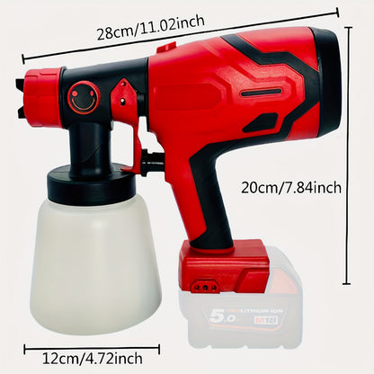 4-Nozzle Cordless Paint Sprayer Kit - Compatible with Milwaukee M18 18V Battery, Airless Electric HVLP Spray Gun for House Painting, Home Interior and Exterior, Wood, Walls, Furniture, Fence, and Door - Tool Only, Battery Not