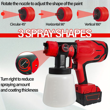 4-Nozzle Cordless Paint Sprayer Kit - Compatible with Milwaukee M18 18V Battery, Airless Electric HVLP Spray Gun for House Painting, Home Interior and Exterior, Wood, Walls, Furniture, Fence, and Door - Tool Only, Battery Not