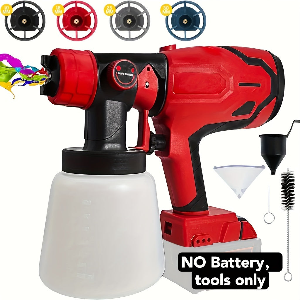 4-Nozzle Cordless Paint Sprayer Kit - Compatible with Milwaukee M18 18V Battery, Airless Electric HVLP Spray Gun for House Painting, Home Interior and Exterior, Wood, Walls, Furniture, Fence, and Door - Tool Only, Battery Not