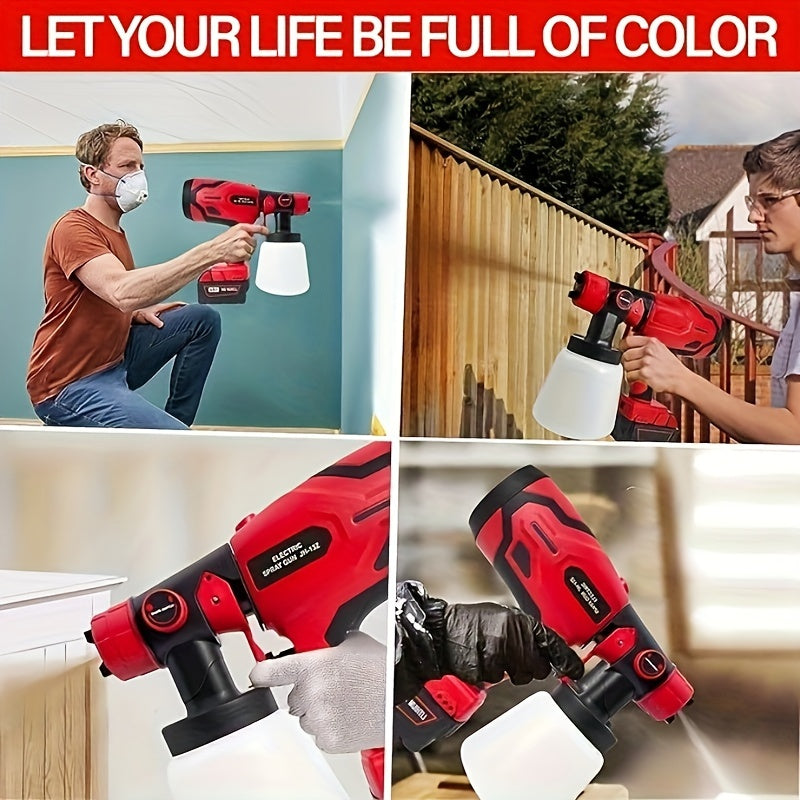 4-Nozzle Cordless Paint Sprayer Kit - Compatible with Milwaukee M18 18V Battery, Airless Electric HVLP Spray Gun for House Painting, Home Interior and Exterior, Wood, Walls, Furniture, Fence, and Door - Tool Only, Battery Not