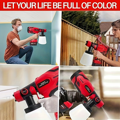 4-Nozzle Cordless Paint Sprayer Kit - Compatible with Milwaukee M18 18V Battery, Airless Electric HVLP Spray Gun for House Painting, Home Interior and Exterior, Wood, Walls, Furniture, Fence, and Door - Tool Only, Battery Not