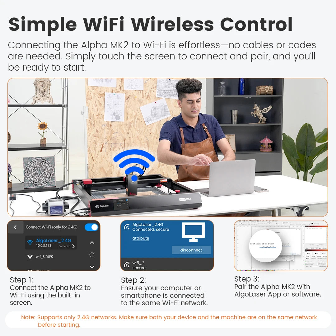 AlgoLaser Alpha MK2 22W Laser Engraver Cutting Machine Cutter With Laser Engraver Accessorie Honeycomb Panel and Rotary Roller