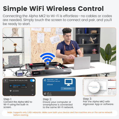 AlgoLaser Alpha MK2 22W Laser Engraver Cutting Machine Cutter With Laser Engraver Accessorie Honeycomb Panel and Rotary Roller