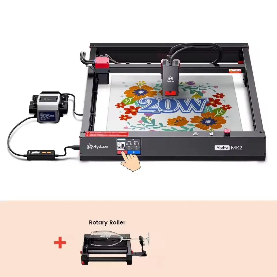 AlgoLaser Alpha MK2 22W Laser Engraver Cutting Machine Cutter With Laser Engraver Accessorie Honeycomb Panel and Rotary Roller