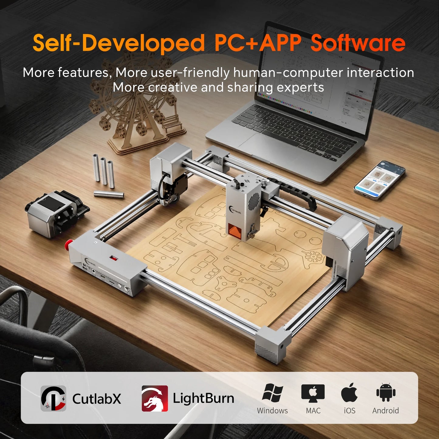 Carverall JL9Pro Diode 20W Laser Engraver 300x300mm Compact Desktop Laser Cutting Machine for DIY Craft And Small Business