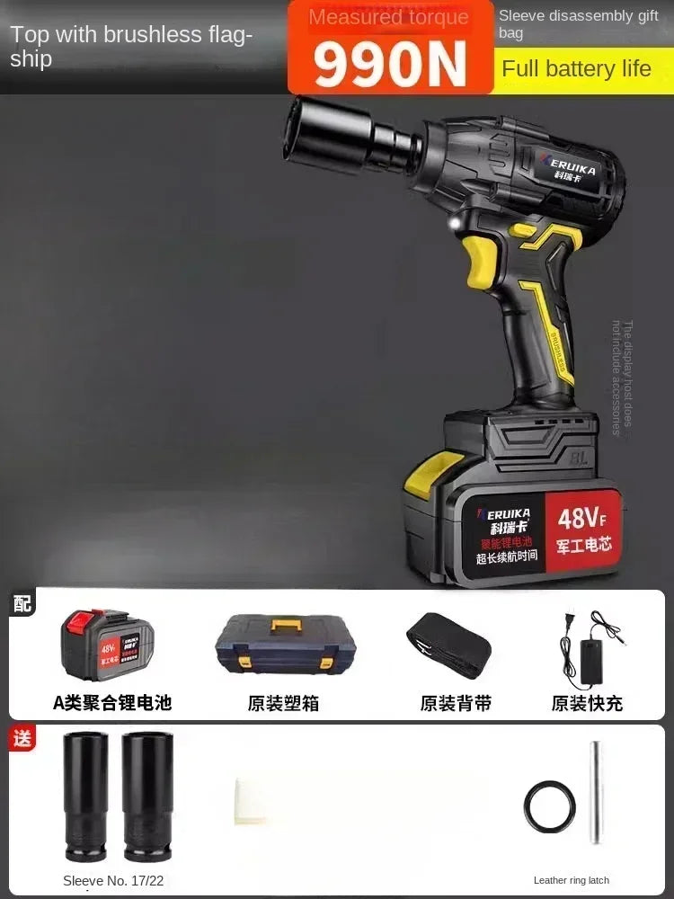 High-Torque Electric Wrench with Brushless Lithium-Ion Impact Wind Gun