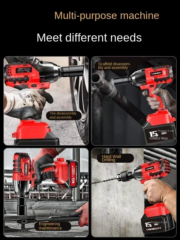 110V/220V Professional German Electric Wrench with High Torque Brushless Lithium Battery and Impact Wrench for Powerful AC