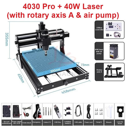 LY 4030 Pro Engraving and Cutting Machine 500W Spindle for Wood, Acrylic Stainless Steel  with Offline Controller Laser Support