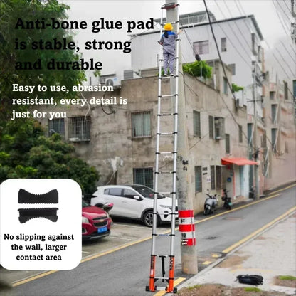 Aluminum Telescopic Ladder 5M 6M 8M Portable Straight Design with Hook Wheel for Engineering and Household Use