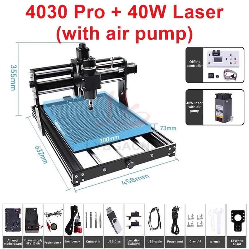 LY 4030 Pro Engraving and Cutting Machine 500W Spindle for Wood, Acrylic Stainless Steel  with Offline Controller Laser Support