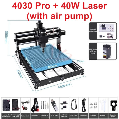 LY 4030 Pro Engraving and Cutting Machine 500W Spindle for Wood, Acrylic Stainless Steel  with Offline Controller Laser Support