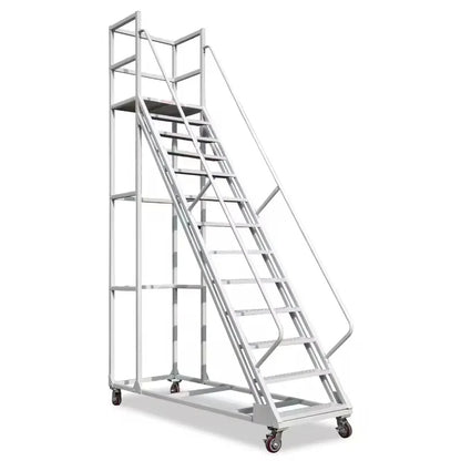 High Capacity 500KG Safety Platform Ladder Cart With Secure Handrails For Warehouse Storage Cargo Equipment Rolling Step