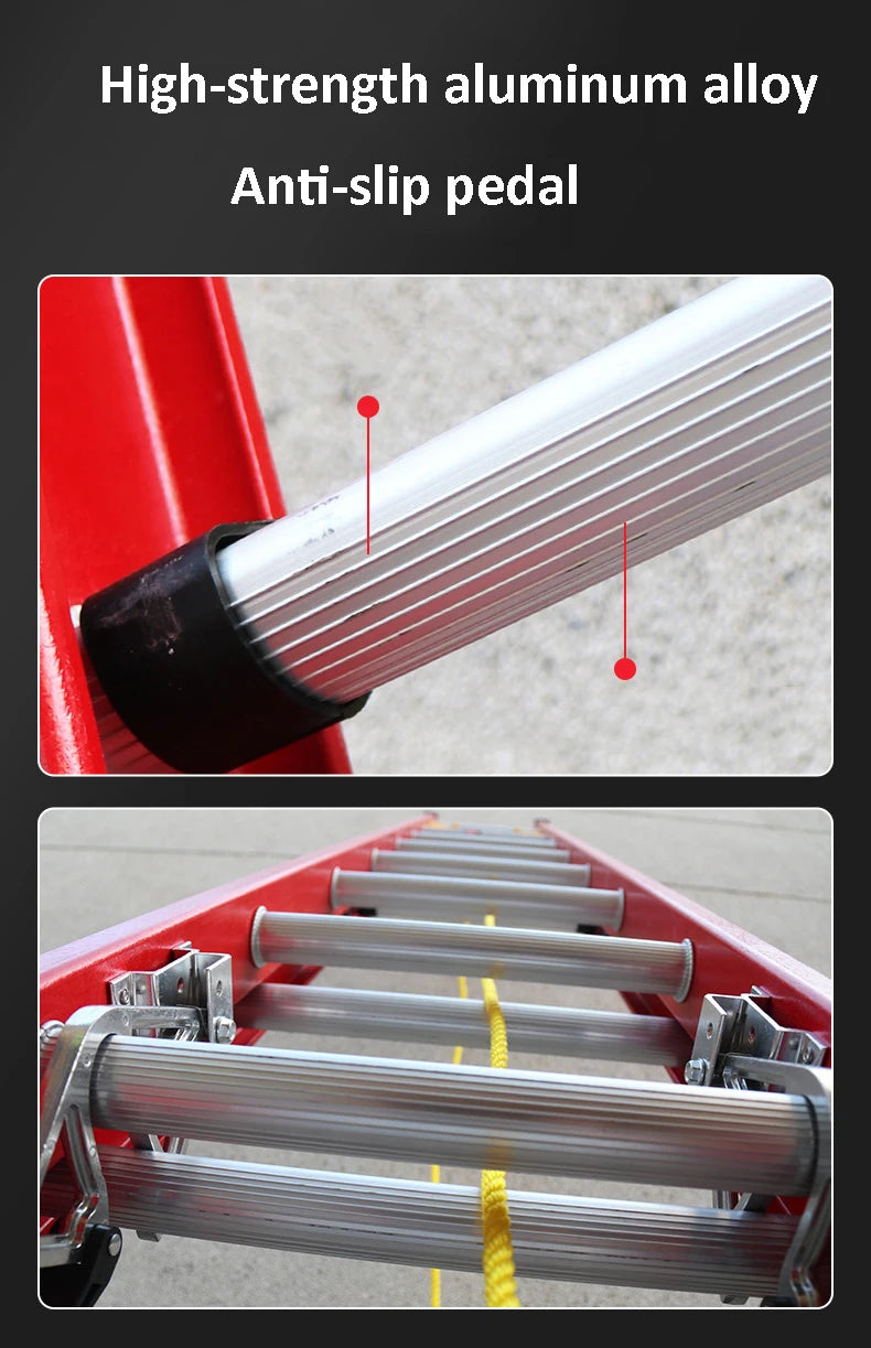 High Safety Telescopic Fiberglass Insulation Retractable Insulated Telescopic Ladder for Lineman