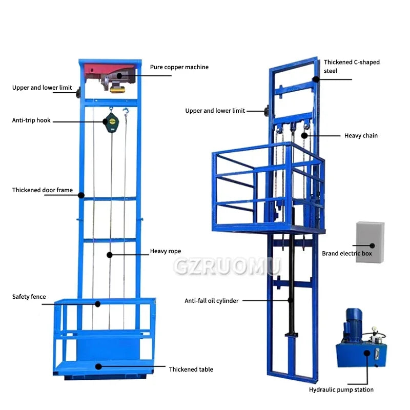 Hydraulic 4M Aerial Work Platform Electric Construction Lift Chain Hoist Man Lifter Lift Electric Hoist Ladder Scaffolding Parts