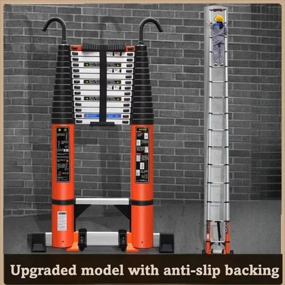 Aluminum Telescopic Ladder 5M 6M 8M Portable Straight Design with Hook Wheel for Engineering and Household Use