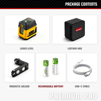 YEVOLT YVGLL4HF2 2-Line Green Laser Level - Bright Green Cross Line Laser with Self-Leveling, High Precision for Home Renovation