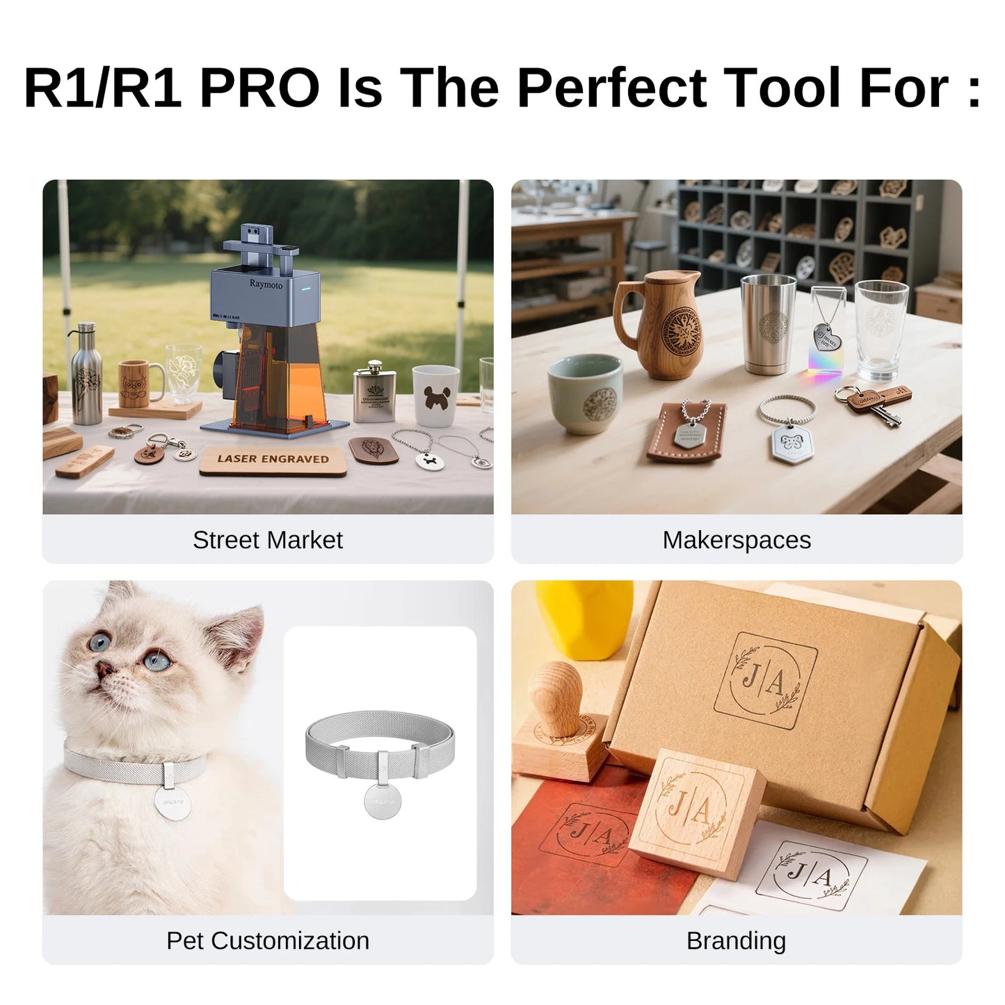 Raymoto R1 10W 20W Portable Laser Engraving Machine Easy to Use Fast Engraving Speed Multi Material Compact DIY Laser Engraver