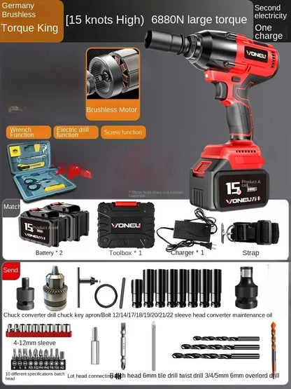 110V/220V Professional German Electric Wrench with High Torque Brushless Lithium Battery and Impact Wrench for Powerful AC