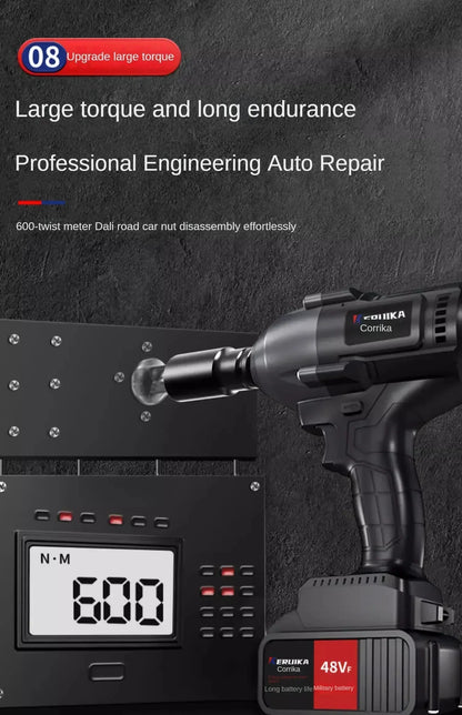 High-Torque Electric Wrench with Brushless Lithium-Ion Impact Wind Gun