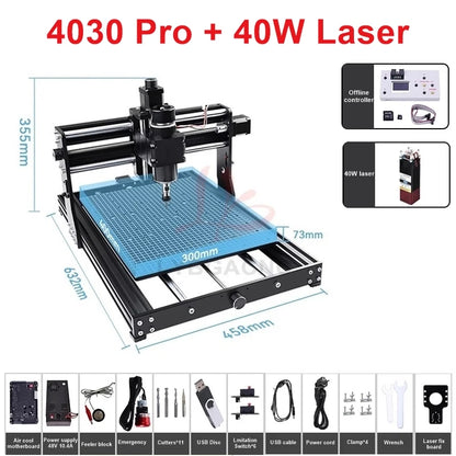 LY 4030 Pro Engraving and Cutting Machine 500W Spindle for Wood, Acrylic Stainless Steel  with Offline Controller Laser Support