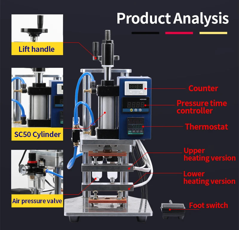 LY Plastic Film Bag Sealing Wrapping Machine, Heat Press, Multi Function Hot Stamping Machine, Branding Marking Machine, New