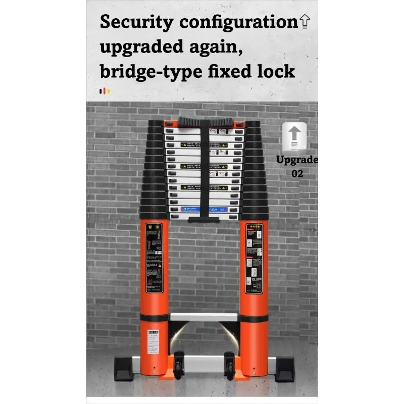 Aluminum Telescopic Ladder 5M 6M 8M Portable Straight Design with Hook Wheel for Engineering and Household Use