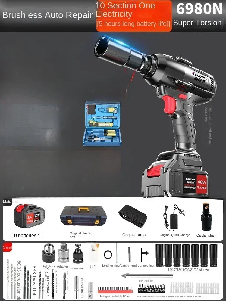 High-Torque Electric Wrench with Brushless Lithium-Ion Impact Wind Gun