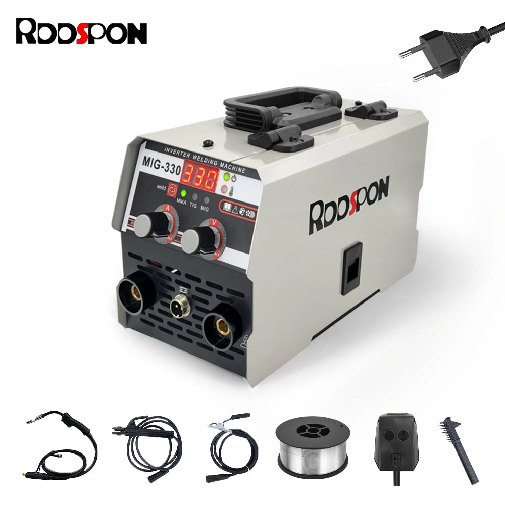 330A Welders 3 in 1 No Gas Inverter Welding Machine MIG MMA TIG Lift Semi Automatic Spot Welder for Household Metal Work RDDSPON
