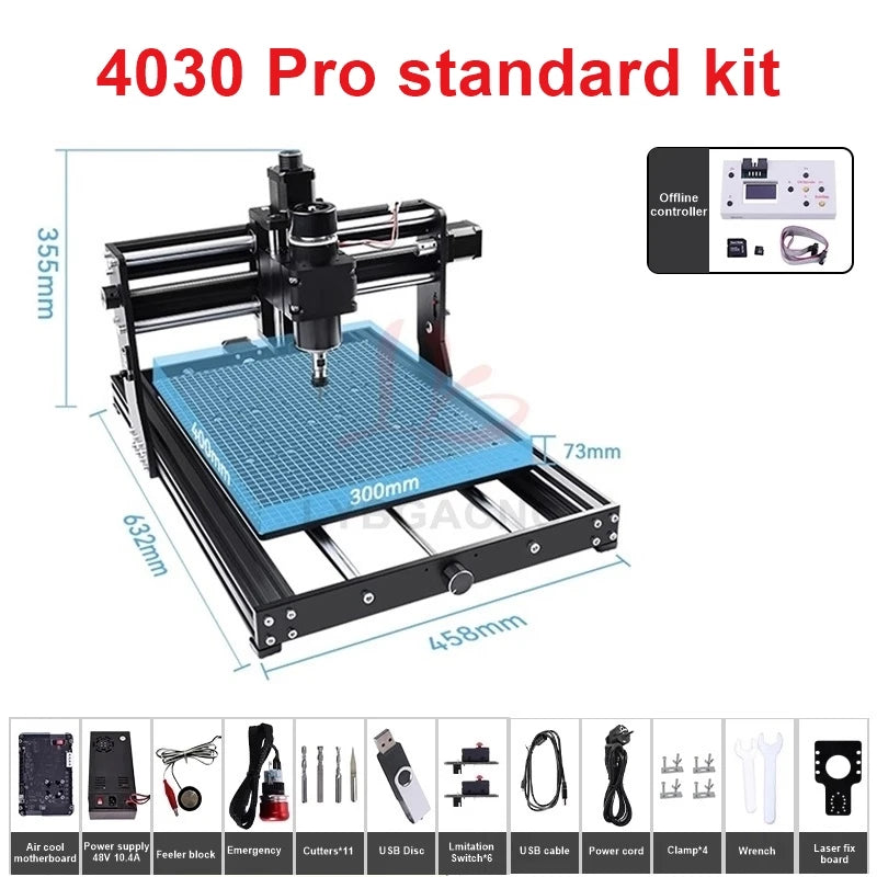 LY 4030 Pro Engraving and Cutting Machine 500W Spindle for Wood, Acrylic Stainless Steel  with Offline Controller Laser Support