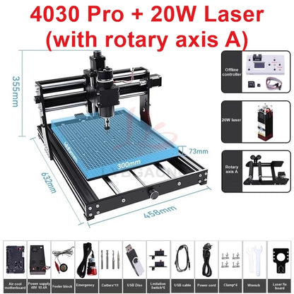 LY 4030 Pro Engraving and Cutting Machine 500W Spindle for Wood, Acrylic Stainless Steel  with Offline Controller Laser Support