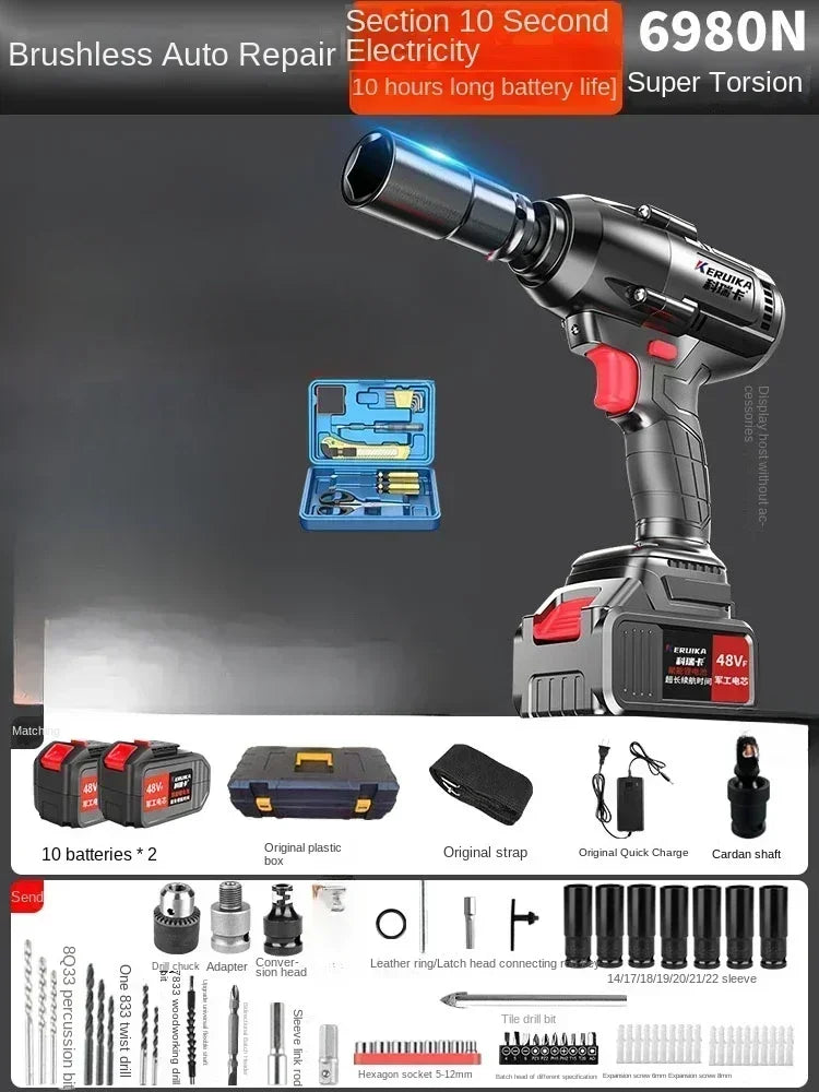 High-Torque Electric Wrench with Brushless Lithium-Ion Impact Wind Gun