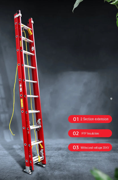 High Safety Telescopic Fiberglass Insulation Retractable Insulated Telescopic Ladder for Lineman