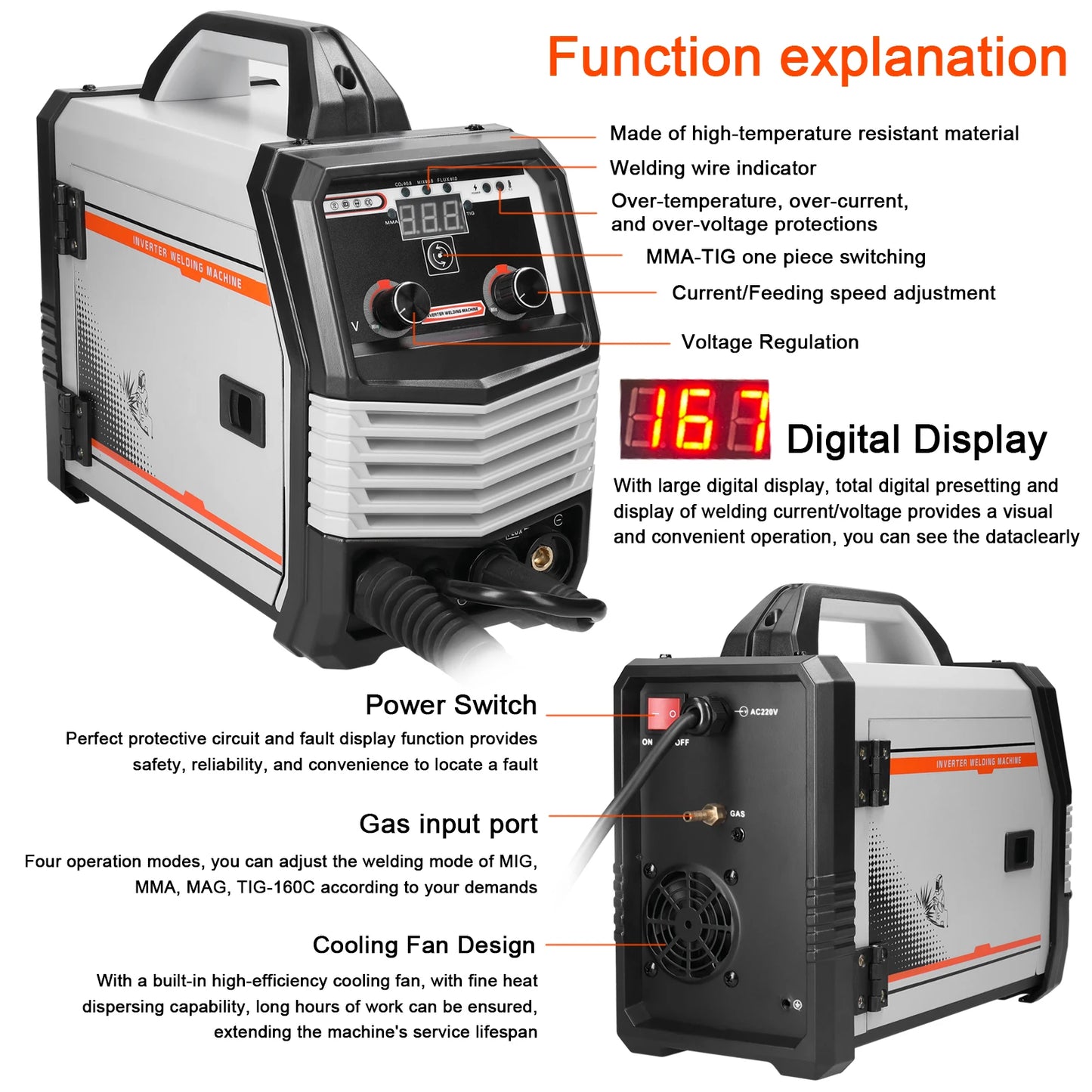 MIG MMA MAG TIG-160C Inverter Welders Electric Welding Machine Equipment Intelligent Welders 4in1/2in1/Welding Wire(optional)