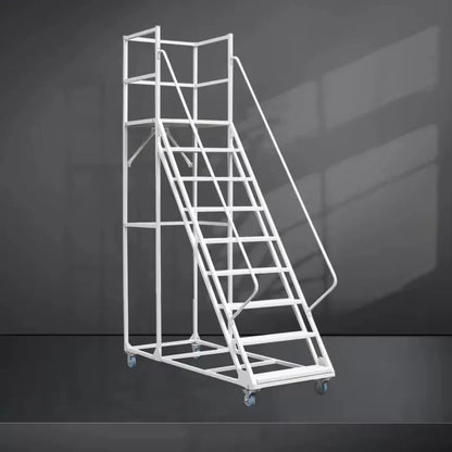 High Capacity 500KG Safety Platform Ladder Cart With Secure Handrails For Warehouse Storage Cargo Equipment Rolling Step