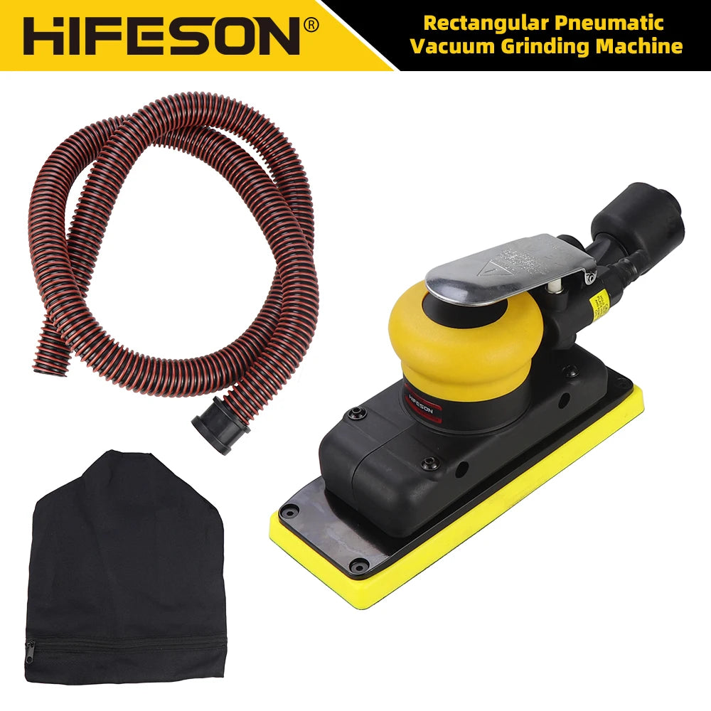 HIFESON 70x198mm Pneumatic Orbital Sander 98A Air Sander Polishing Vacuum Rectangular Sanding Machine For Metal Car Polishing
