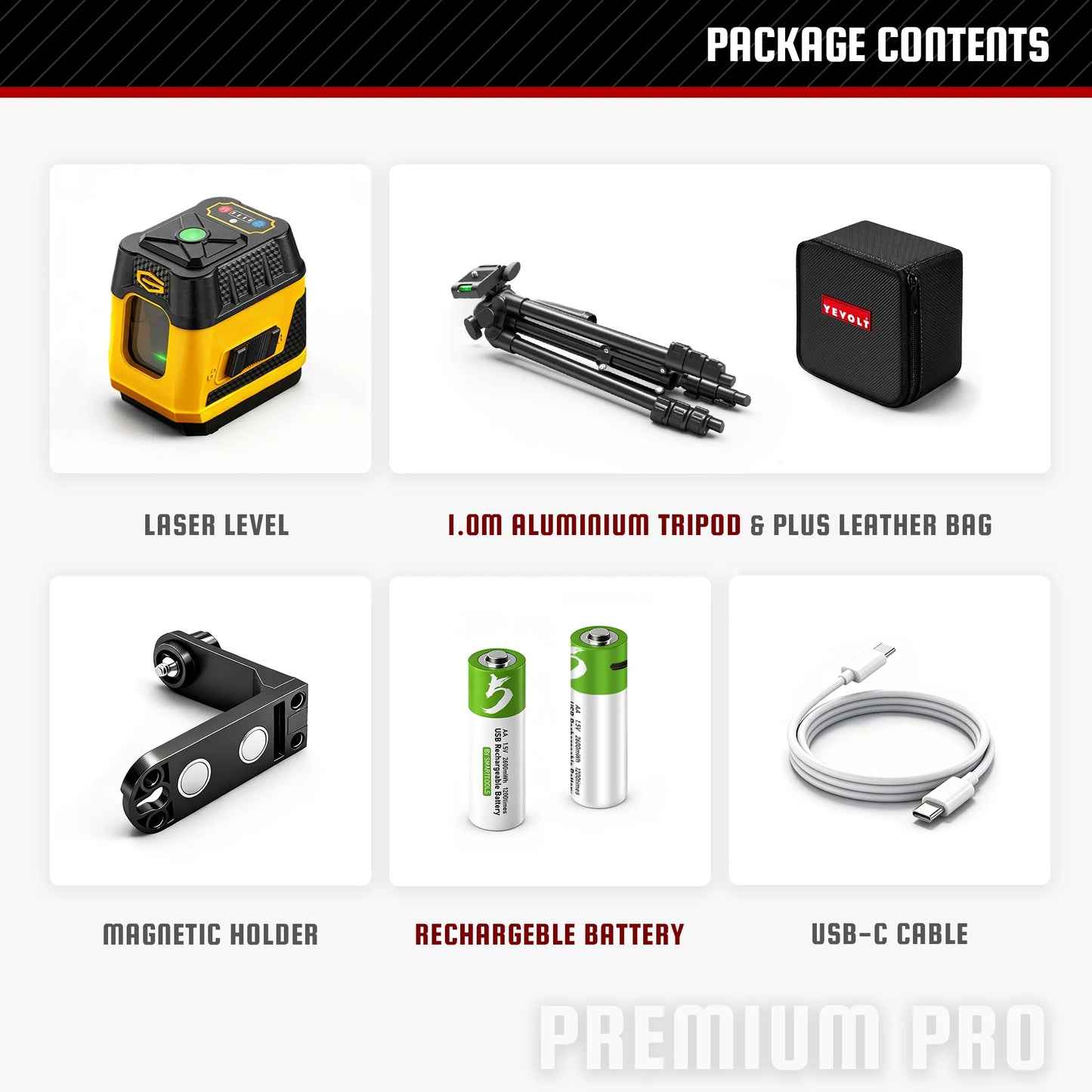 YEVOLT YVGLL4HF2 2-Line Green Laser Level - Bright Green Cross Line Laser with Self-Leveling, High Precision for Home Renovation