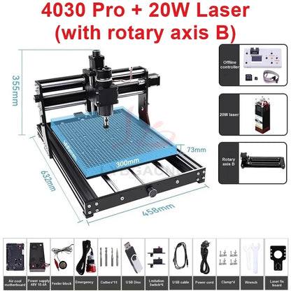 LY 4030 Pro Engraving and Cutting Machine 500W Spindle for Wood, Acrylic Stainless Steel  with Offline Controller Laser Support