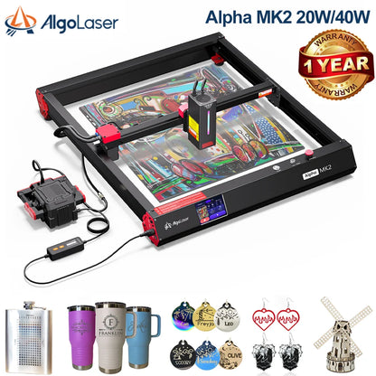 2026 AlgoLaser Alpha MK2 20/40W Powerful Laser Engraver DIY Business Laser Cutter Engraving Machine For Metal Wood Acrylic Metal