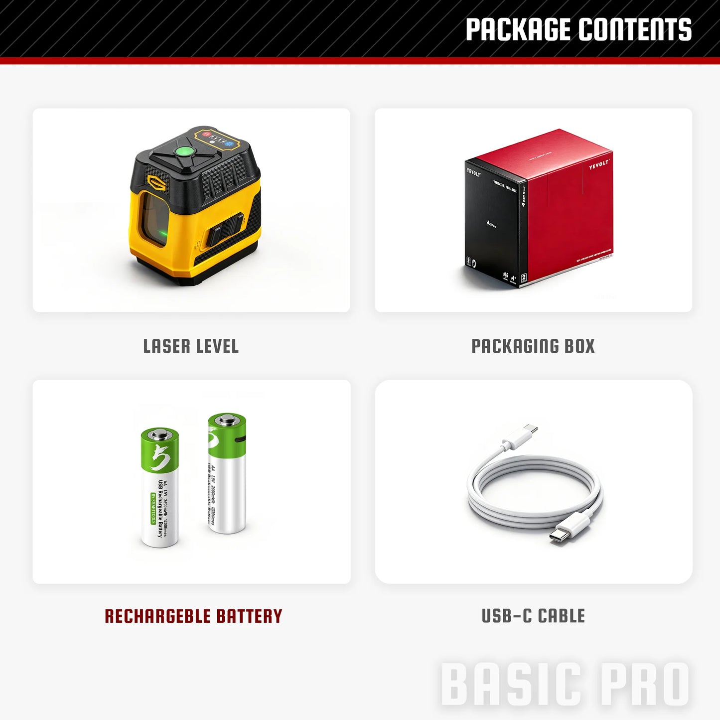 YEVOLT YVGLL4HF2 2-Line Green Laser Level - Bright Green Cross Line Laser with Self-Leveling, High Precision for Home Renovation