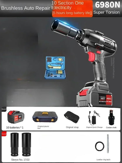 High-Torque Electric Wrench with Brushless Lithium-Ion Impact Wind Gun