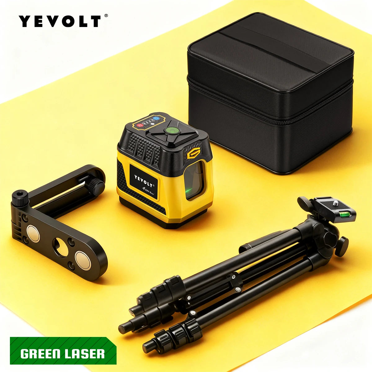 YEVOLT YVGLL4HF2 2-Line Green Laser Level - Bright Green Cross Line Laser with Self-Leveling, High Precision for Home Renovation