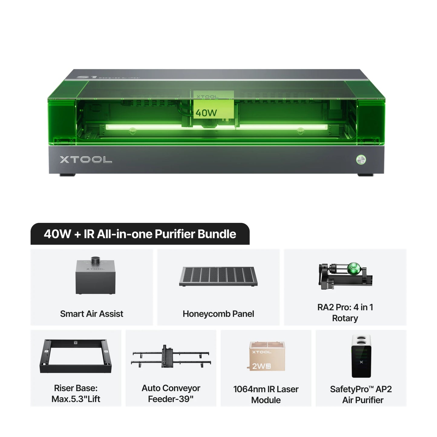 xTool S1 40W Laser Cutter and Laser Engraver Machine, 23.93" x 15.16" Bed Size, 600mm/s Speed for Wood and Metal, Acrylic