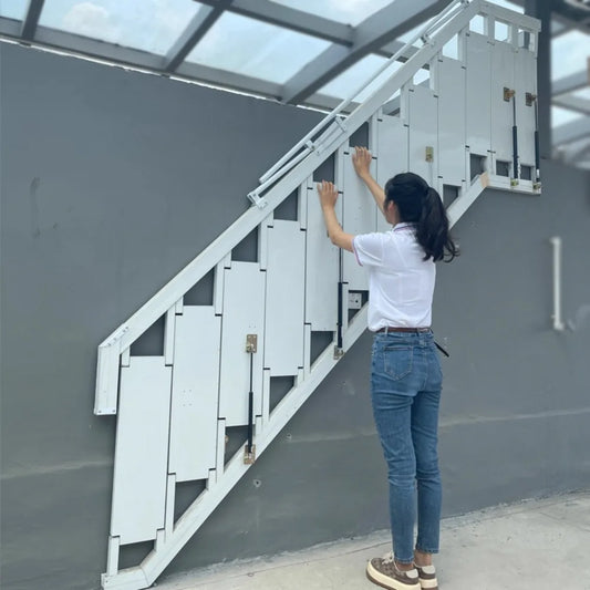 Folding Ladder Stairs Custom Outdoor Fire Small Duplex Indoor and Outdoor Loft Second Floor Villa Loft Home Small Apartment