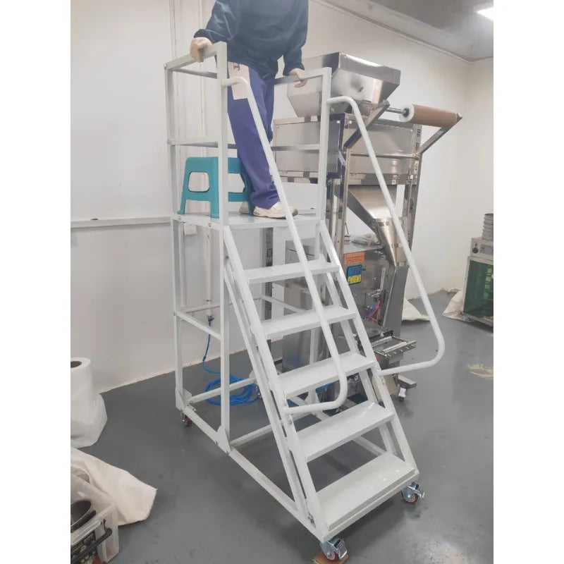 High Capacity 500KG Safety Platform Ladder Cart With Secure Handrails For Warehouse Storage Cargo Equipment Rolling Step