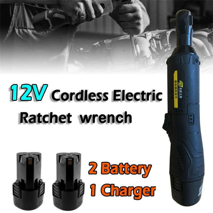 3/8'' 90 Degree Electric  Wrench Cordless Ratchet Right Angle Wrench Tool Set + 2 Battery Household Powerful Rechargeable Tool