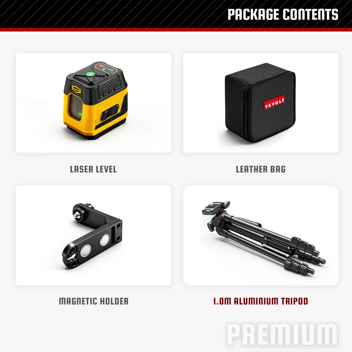 YEVOLT YVGLL4HF2 2-Line Green Laser Level - Bright Green Cross Line Laser with Self-Leveling, High Precision for Home Renovation